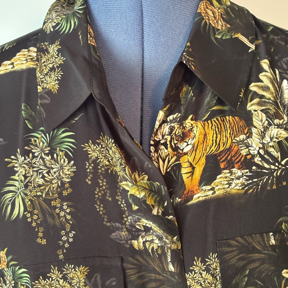 L’Agence black Safari Print Tie-Waist Women's Maxi Dress - Picture 5 of 13